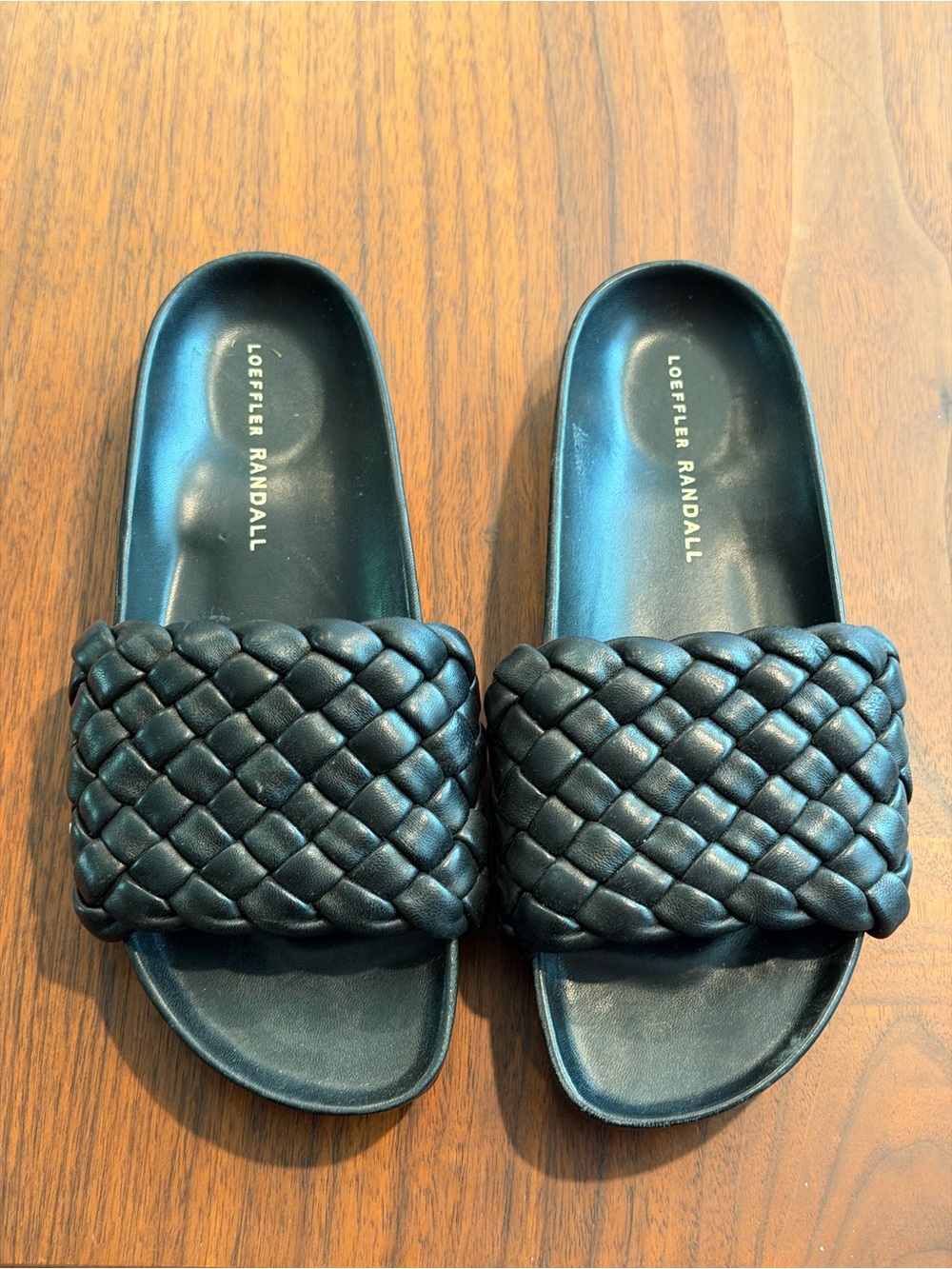 Loeffler Randall Black Braided Leather Sandals Size 6